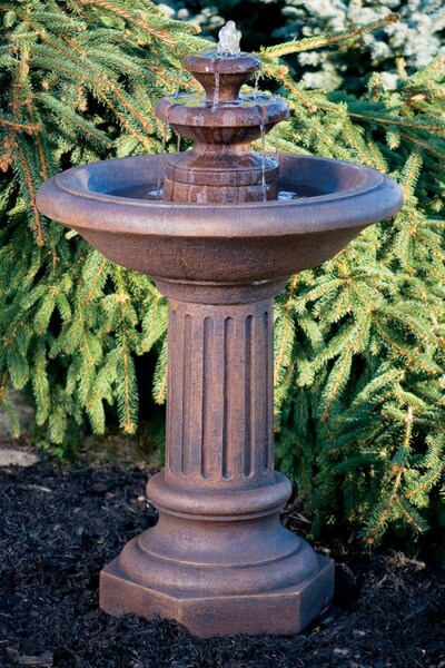 Roman Fluted Pedestal Garden Fountain Tiered Column Statuary